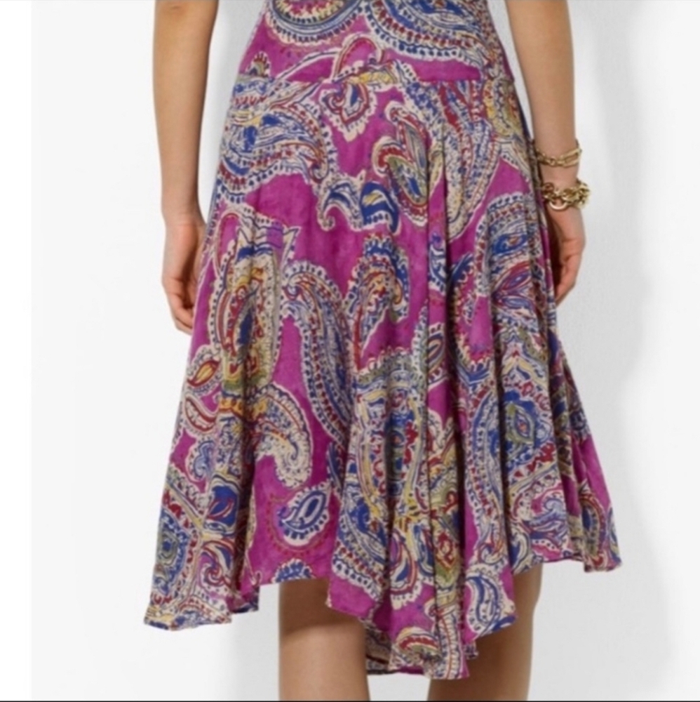 Lauren Ralph Lauren Paisley Print Handkerchief Skirt Assymetrical | Size XS